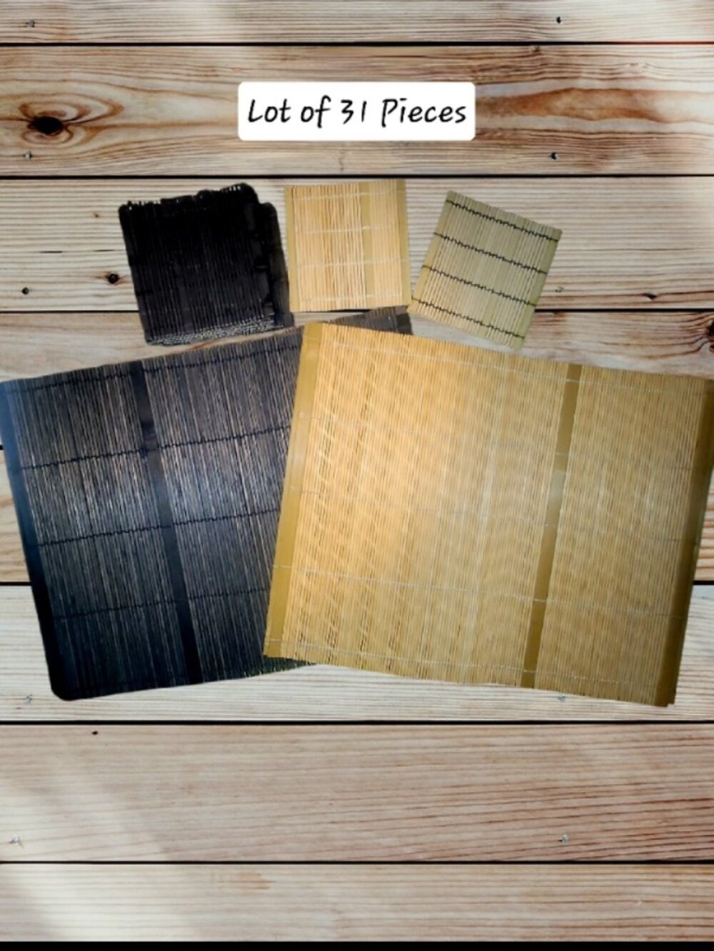 Lot of 31 Pcs - Natural Bamboo Table Mats Placemats & Chopstick Mats Coasters
